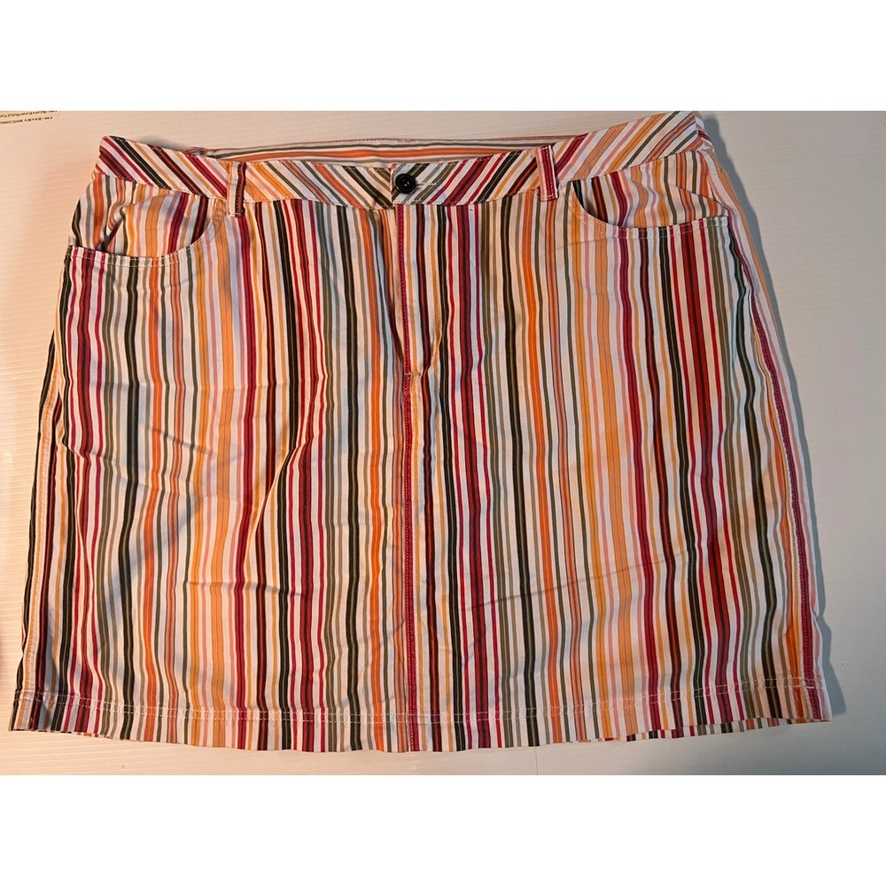 CJ Banks Multi Color Striped Twill Mini Skirt Size 22W Plus Size Casual
